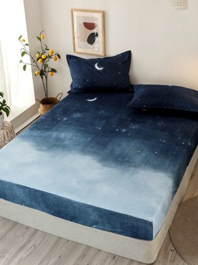 1pcs 100%Polyester Printed Fitted Sheet Mattress Cover Four Corners With Elastic Band Bed Sheet bed sheet king size