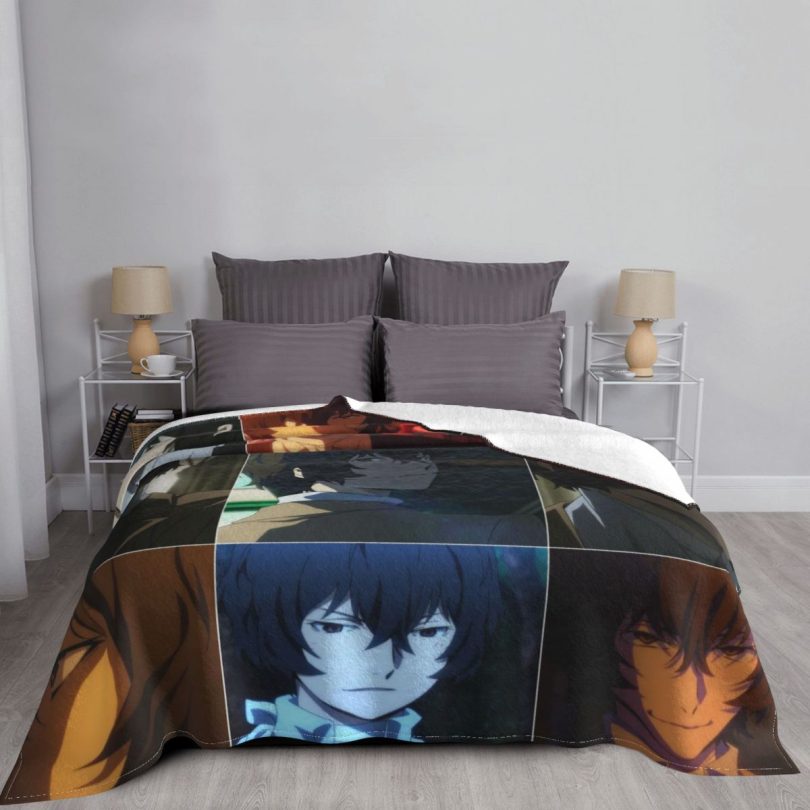 Dazai Osamu Blankets Coral Fleece Plush Winter Japanese Plaid Anime Multi-function Warm Throw Blanket for Sofa Office Bedspreads - Image 2