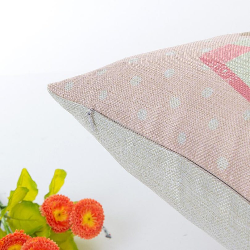 Pink Pillow Case Christmas Merry Print Pattern Sofa Cushion Pillow Case Home Decoration Party Car Bedding - Image 2