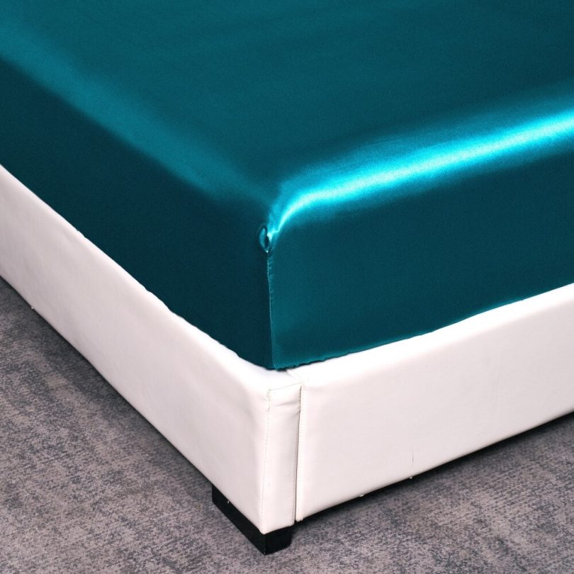 Silky Fitted Bed Sheet with Elastic Band Luxury Anti-slip Adjustable Mattress Cover for Single Couple Double Bed - Image 2